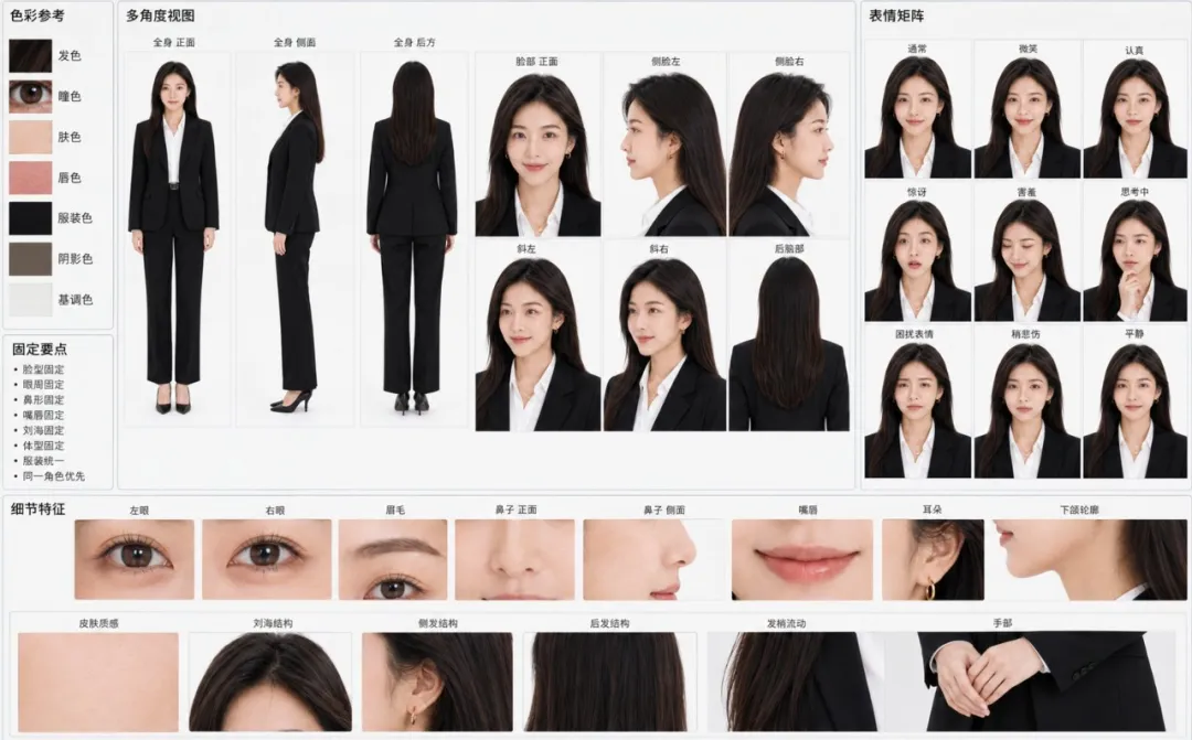 GPT Image 2 character sheet with multiple angles and facial details